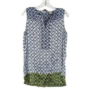 ORVIS‎ Top Women 8 100% Silk Sleeveless Lightweight Geometric Color-block Flowy